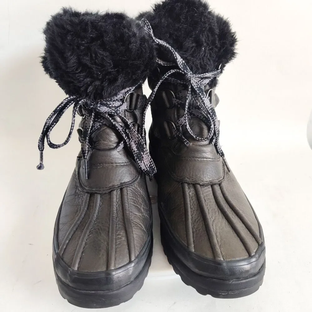 Sperry Winter Boots Olive‎ Green Leather Rubber Size 9 Insulated Maritime Fur